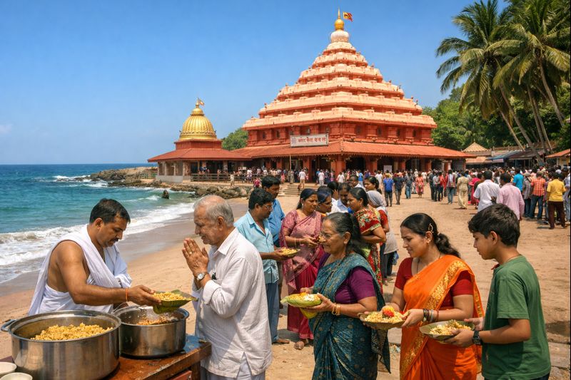 Ganpatipule Temple Prasadam List midday prasadam distribution scene