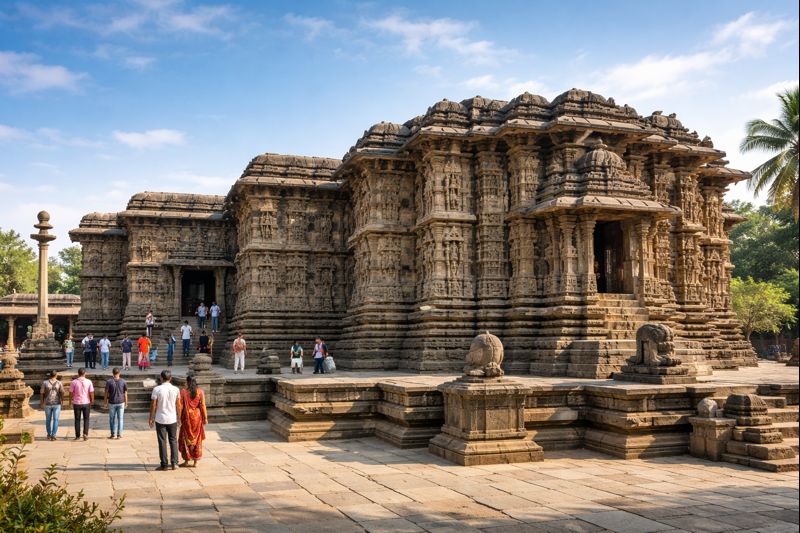 Darshan Bhadravati Temple Hoysaleswara historic temple carvings