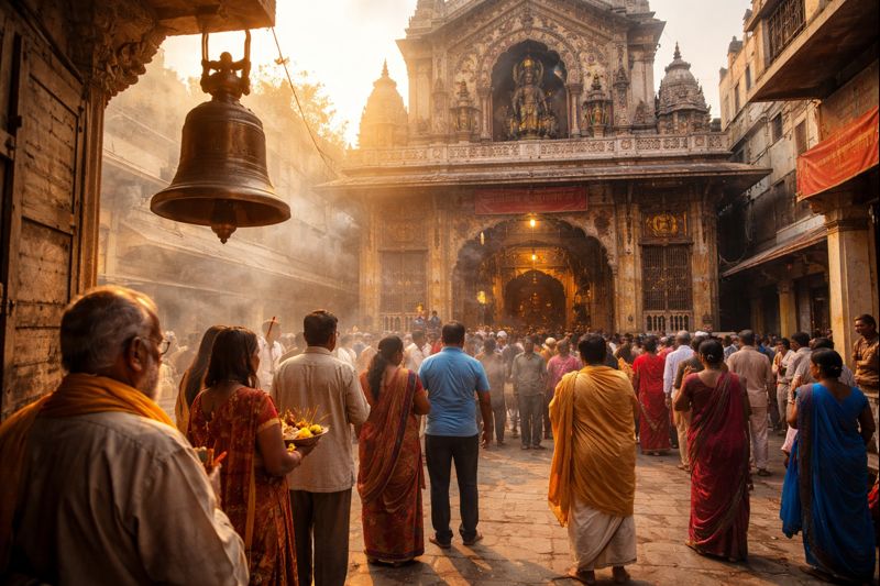 Kaal Bhairav Temple Darshan at sunrise with devotees