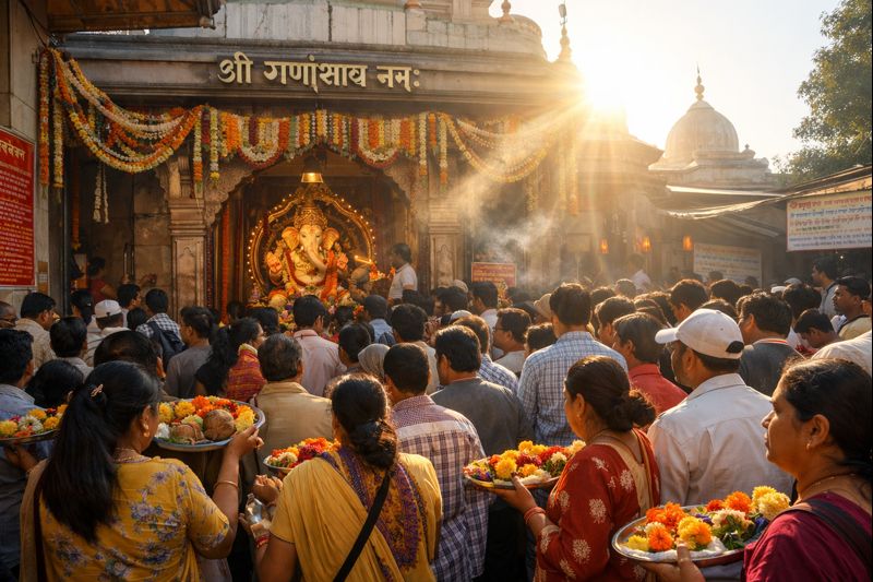 Khajrana Ganesh Darshan Timings at temple with devotees queue