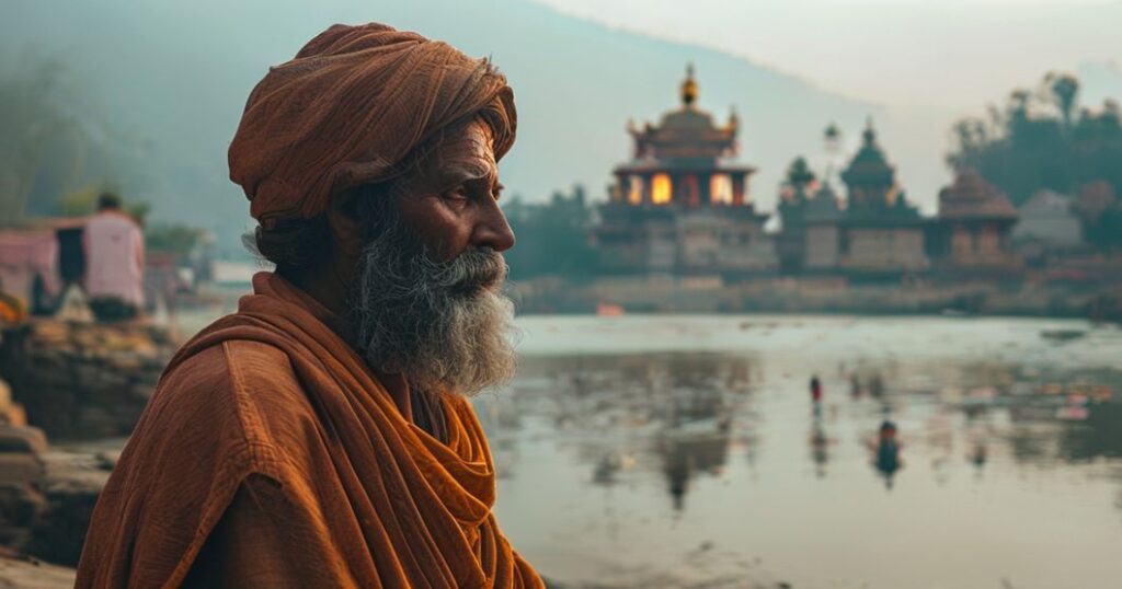 Lakshman Temple Rishikesh Darshan scene by Ganga river