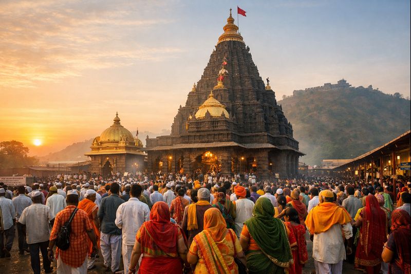 Parli Vaijnath Temple Darshan devotees at sunrise