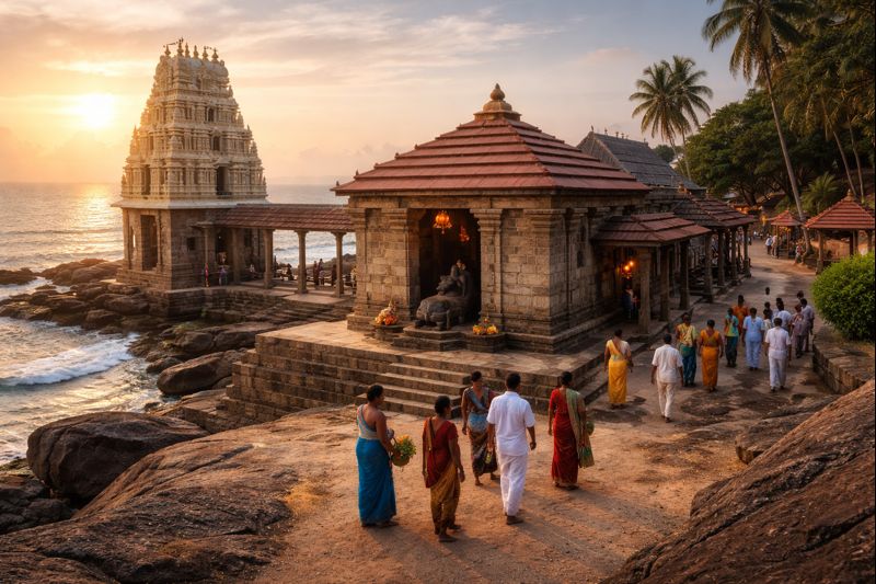 Someshwara Temple Mangalore Darshan with temple by sea view