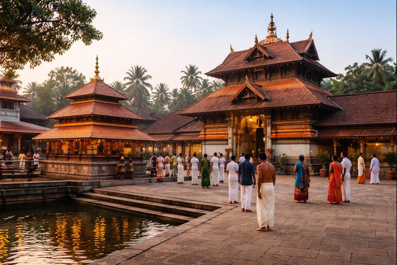 Sree Vallabha Temple Thiruvalla temple exterior with devotees during darshan