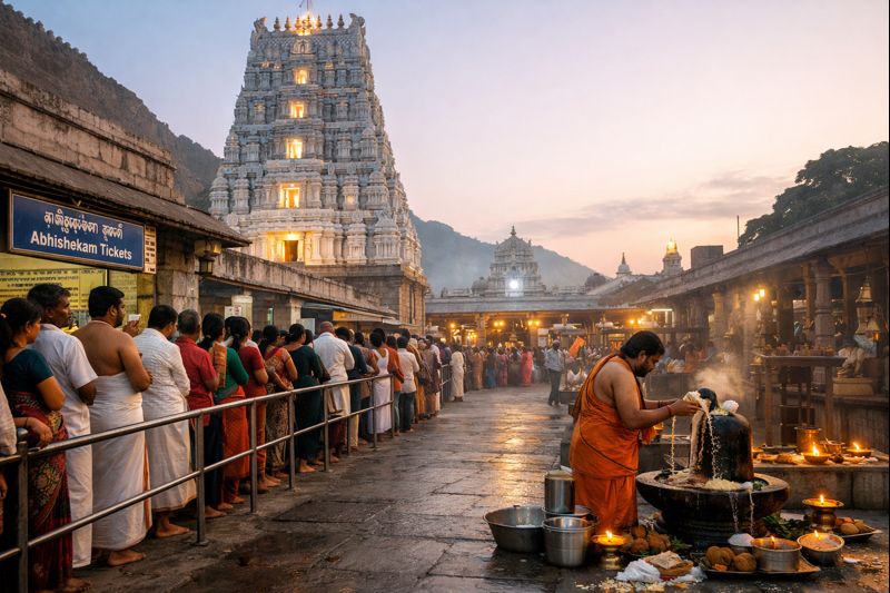Online Abhishekam Temple Srikalahasti ritual and temple view