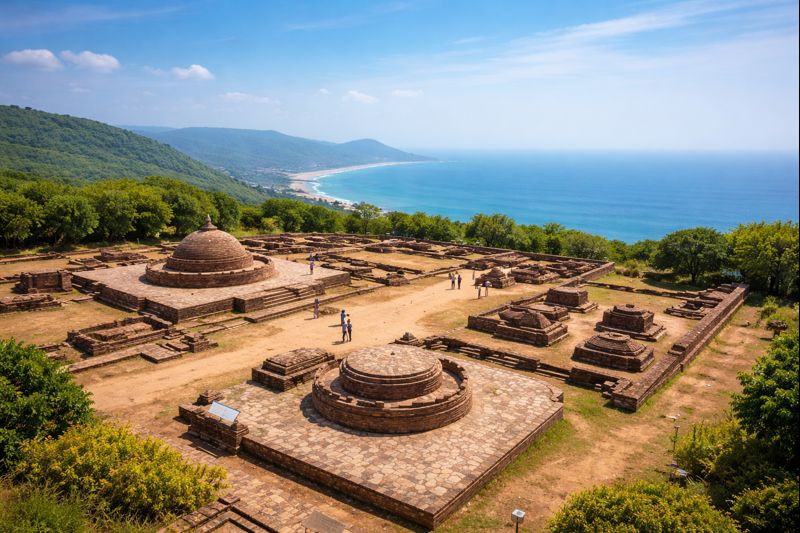 Thotlakonda Buddhist Complex Visiting panoramic hilltop ruins view