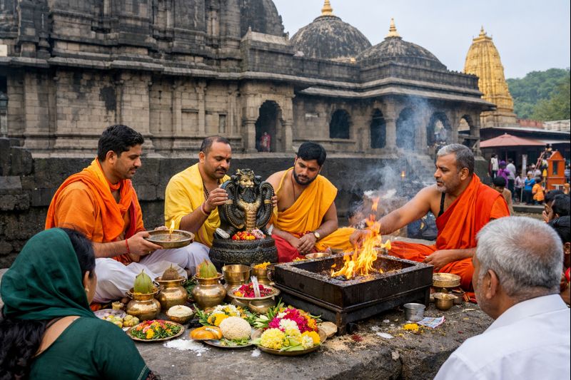 Trimbakeshwar Rahu Ketu Dosha puja at temple