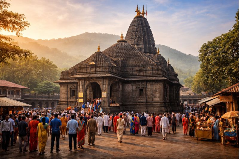 Online Darshan Temple Trimbakeshwar guide with temple view