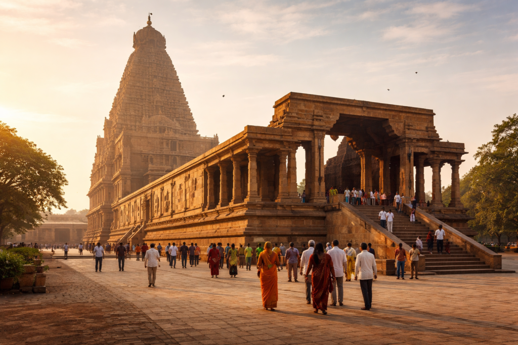 Brihadishvara Temple Darshan Timings and morning view of the temple
