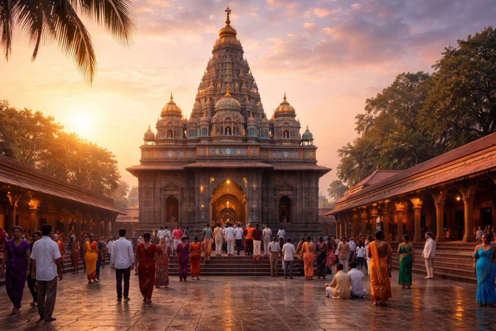 Morgaon Ganpati Temple Vigneshwara at dawn