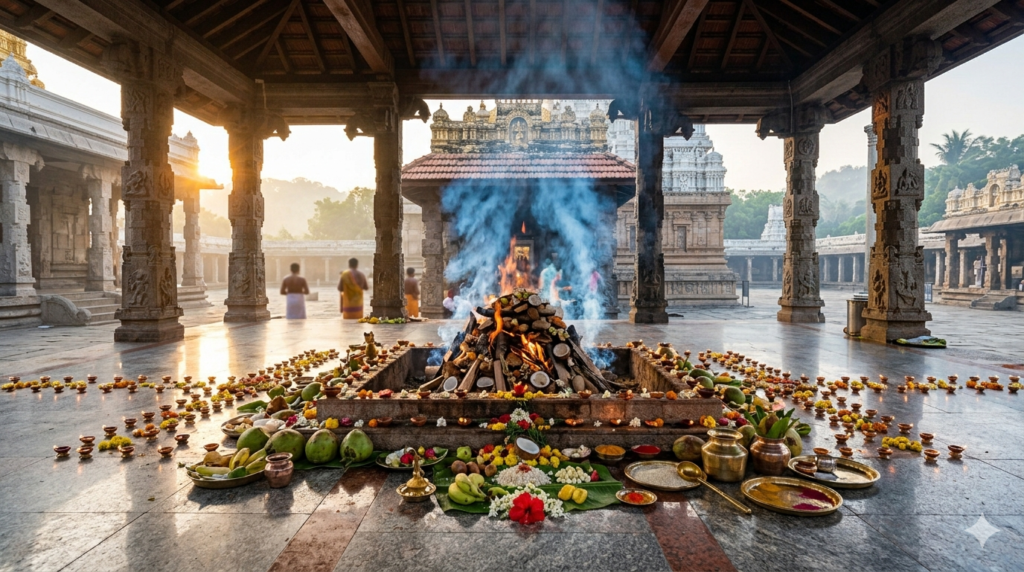 Melmaruvathur Amavasai Velvi homam with devotees in red at Adhiparasakthi Siddhar Peedam