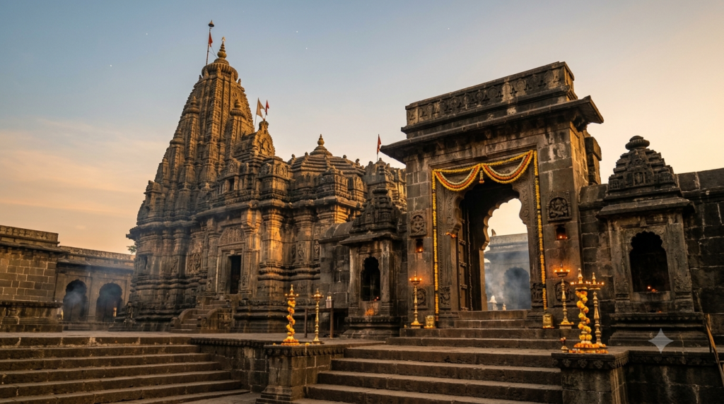 Tulja Bhavani Abhishek pass ritual at the Tuljapur temple sanctum in Maharashtra
