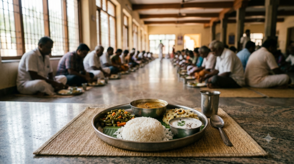 ISKCON Tirupati food timings: free prasadam thali of rice, sambar and pongal served to pilgrims