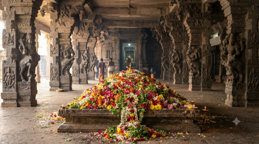 Tirumala Pushpayagam 2026 flower offering to Lord Venkateswara at the Sri Venkateswara temple, Tirumala